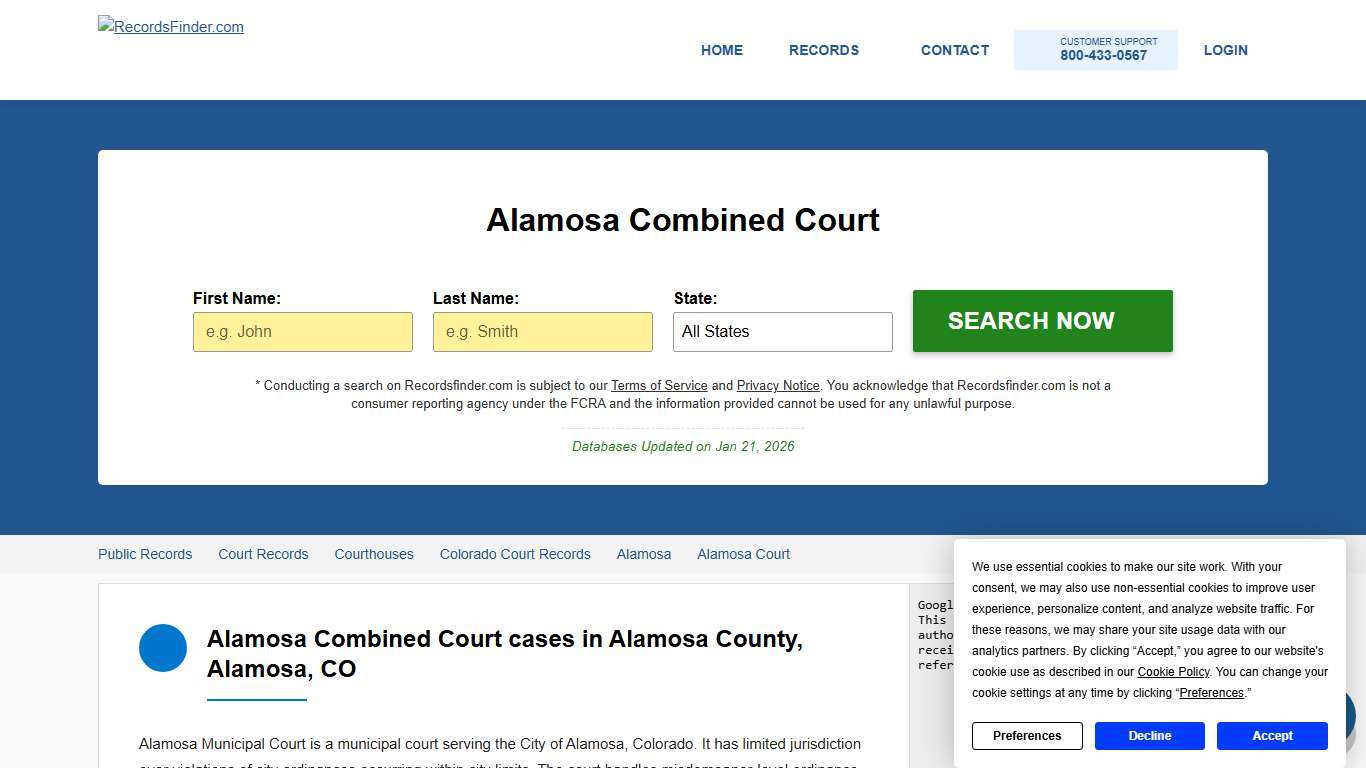 Search Alamosa Combined Court, CO Cases and Records