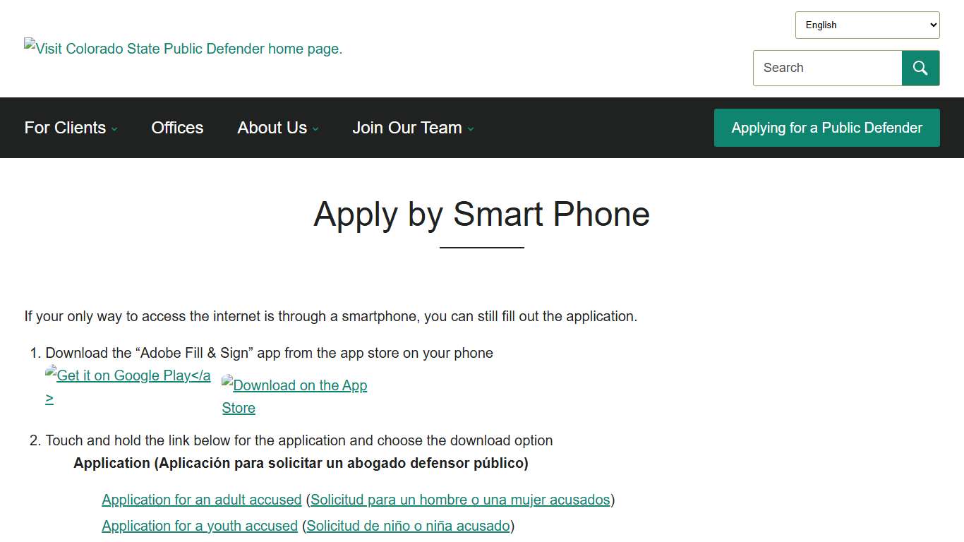 Apply by Smart Phone - Colorado State Public Defender